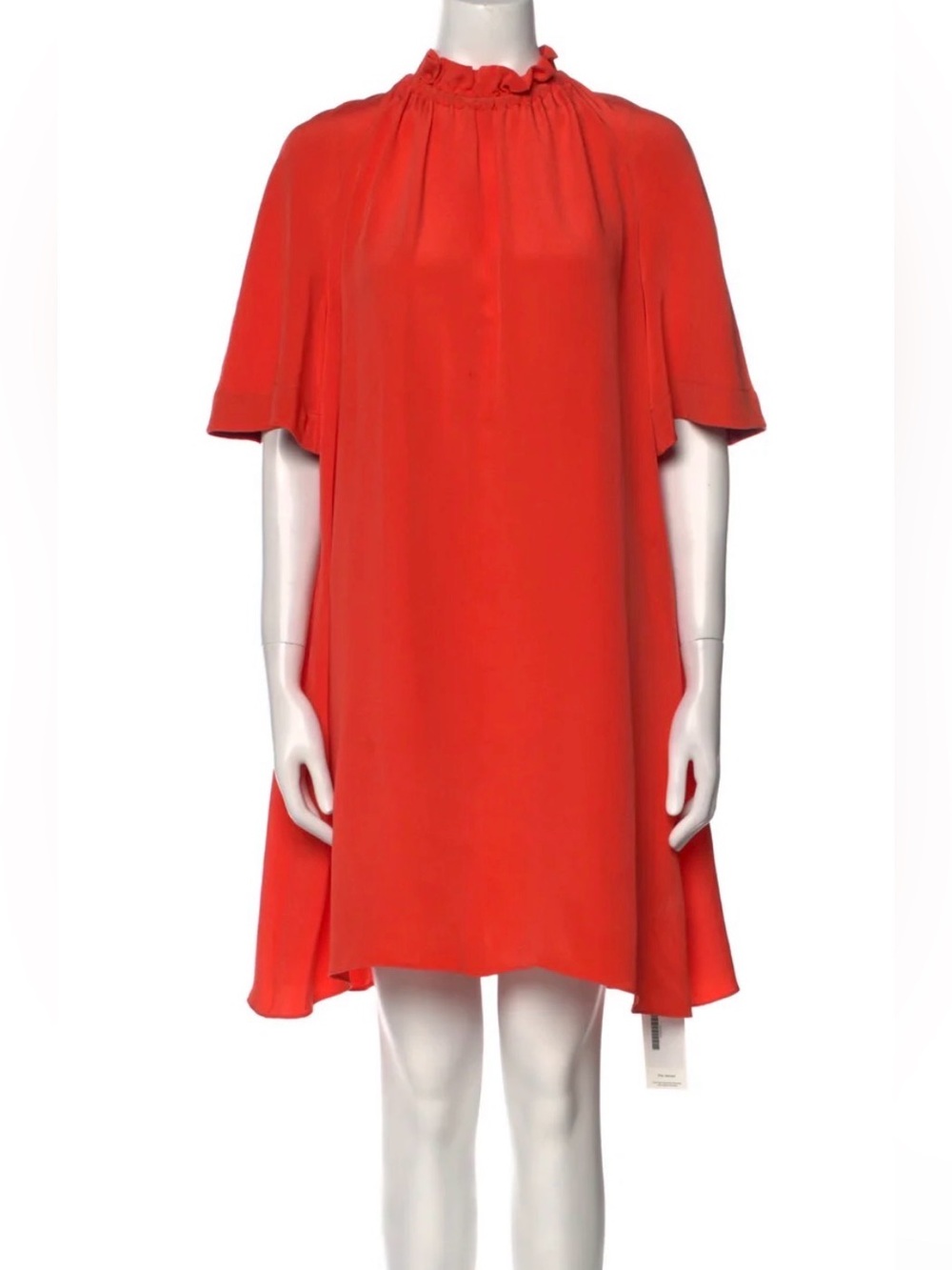 Roksanda Silk Tent Dress Ruffled Mock Neck Coral 10
